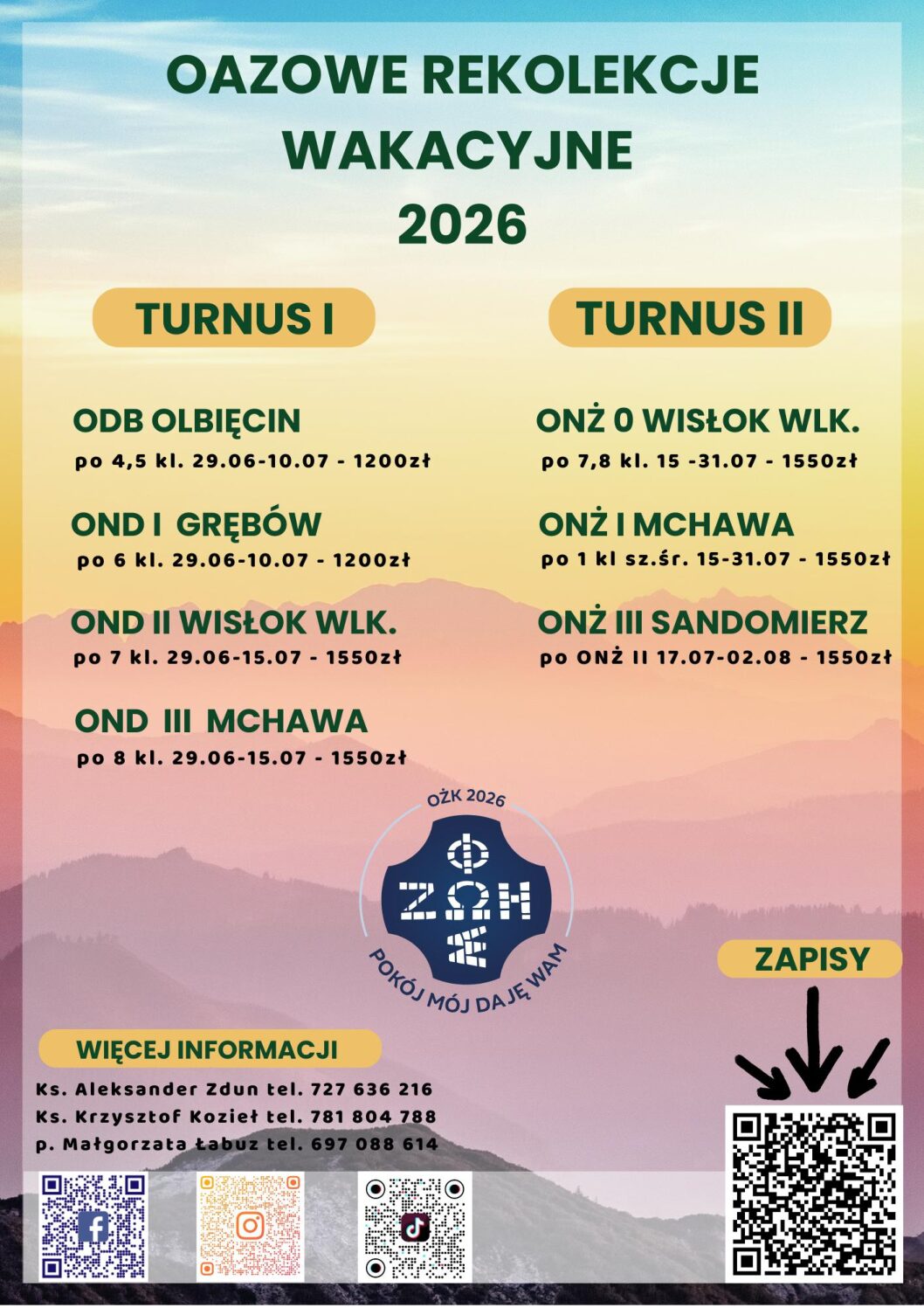 Oazowe rekolekcje wakacyjne 2026